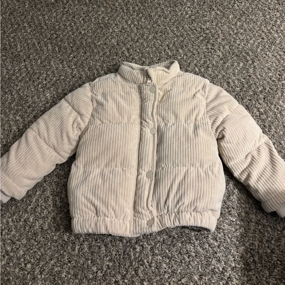 Luv & Lottie 4T Kids Cream Corduroy Puffer Jacket